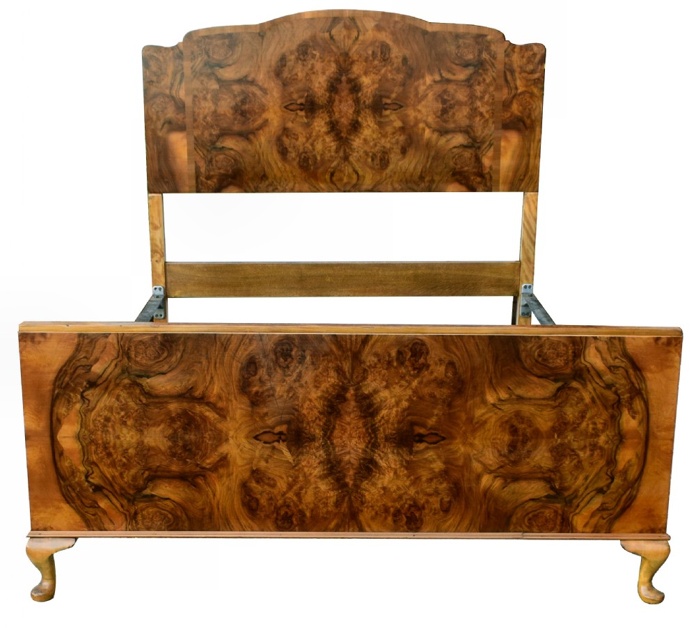 Original 1930's Art Deco Walnut Double Bed
