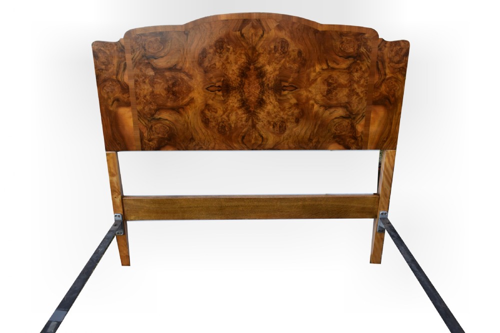 Original 1930's Art Deco Walnut Double Bed View IV