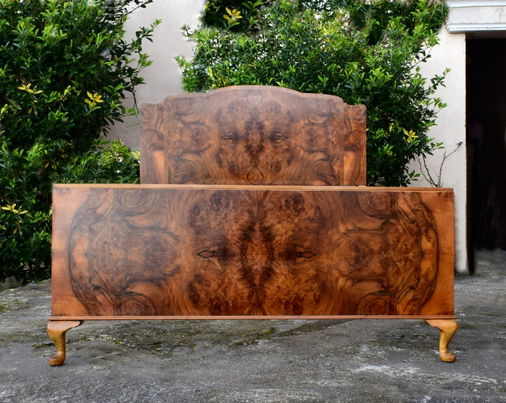 Original 1930's Art Deco Walnut Double Bed View V