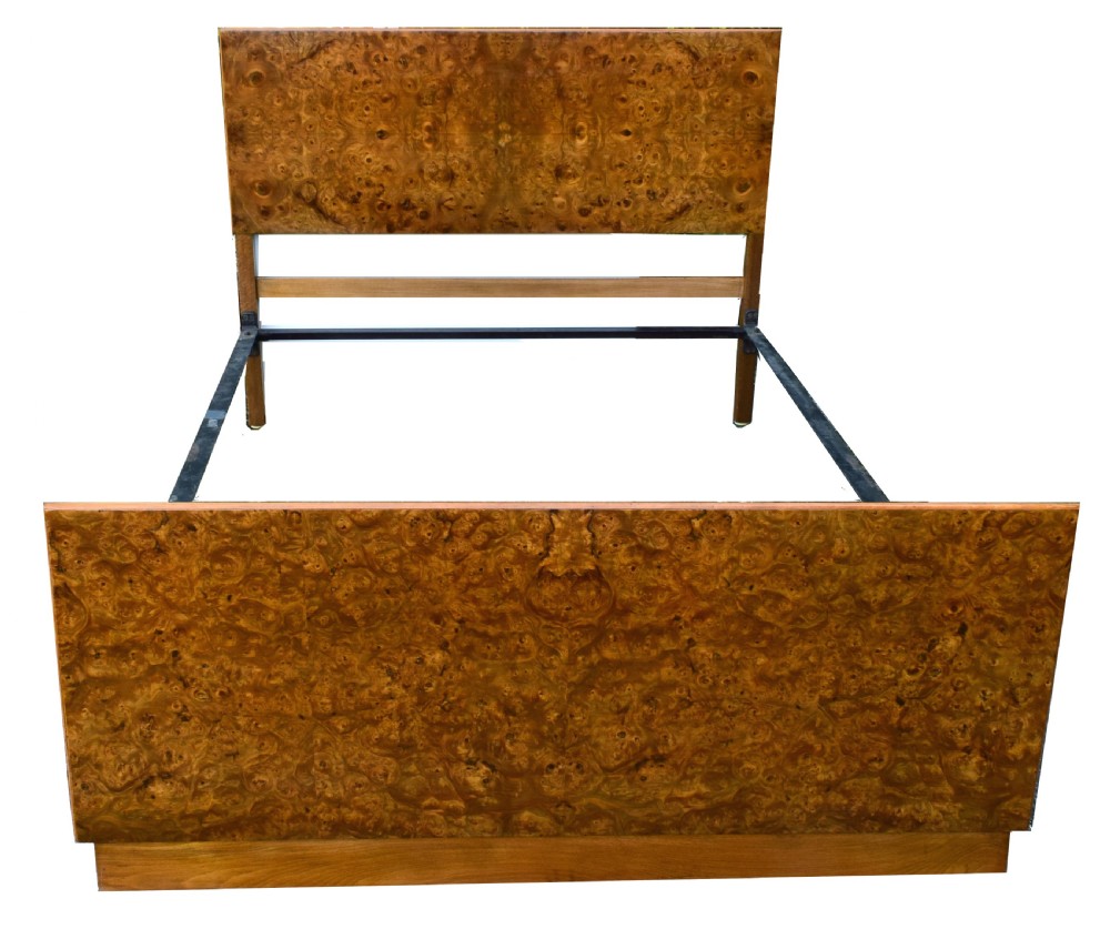 Original 1930's Art Deco Heavily Figured Walnut Double Bed View III