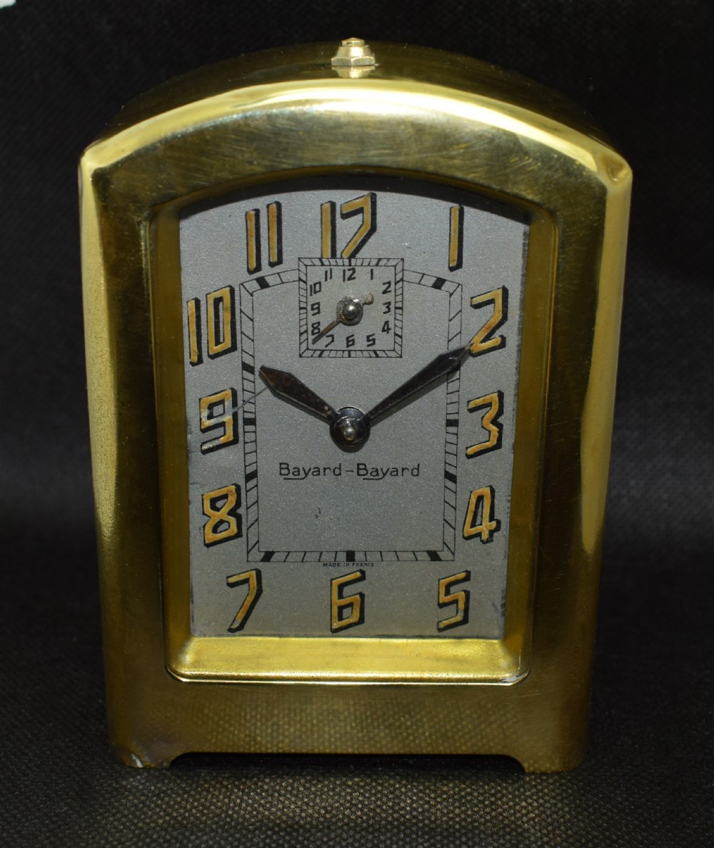 Art Deco Brass French Alarm Clock By Bayard, Circa 1930 View III