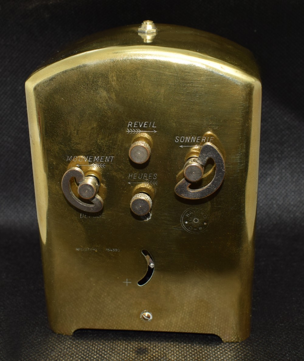 Art Deco Brass French Alarm Clock By Bayard, Circa 1930 View V