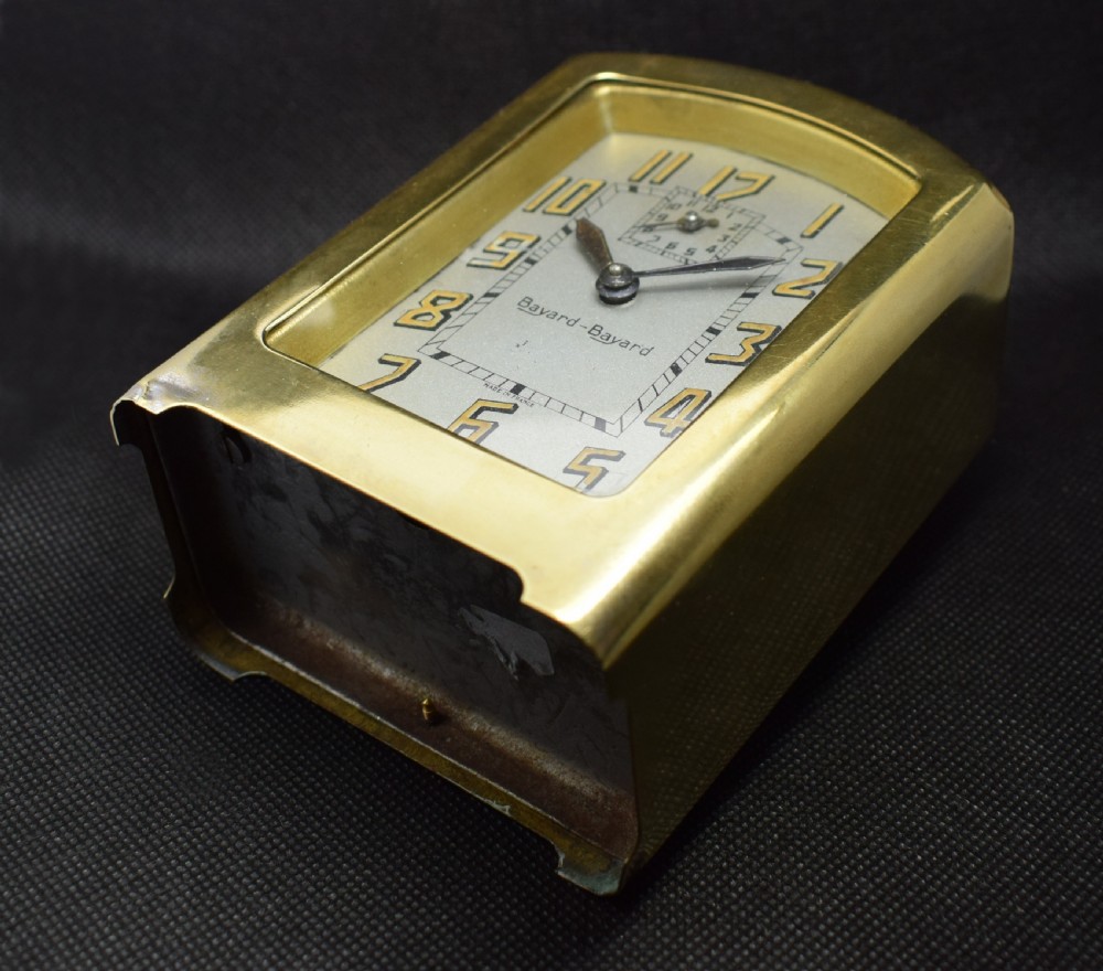 Art Deco Brass French Alarm Clock By Bayard, Circa 1930 View VI