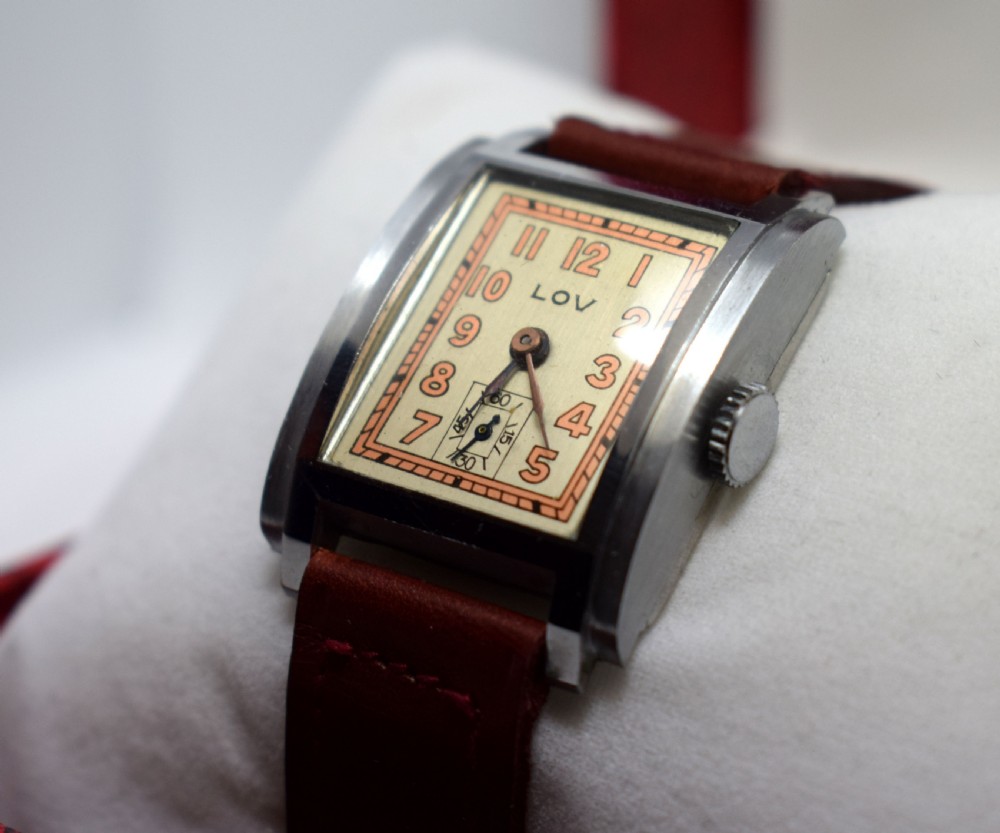 Superb Art Deco Gents Wrist Watch By Lov