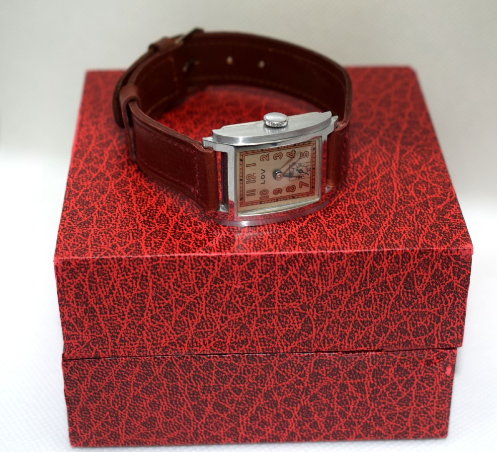 Superb Art Deco Gents Wrist Watch By Lov View XI