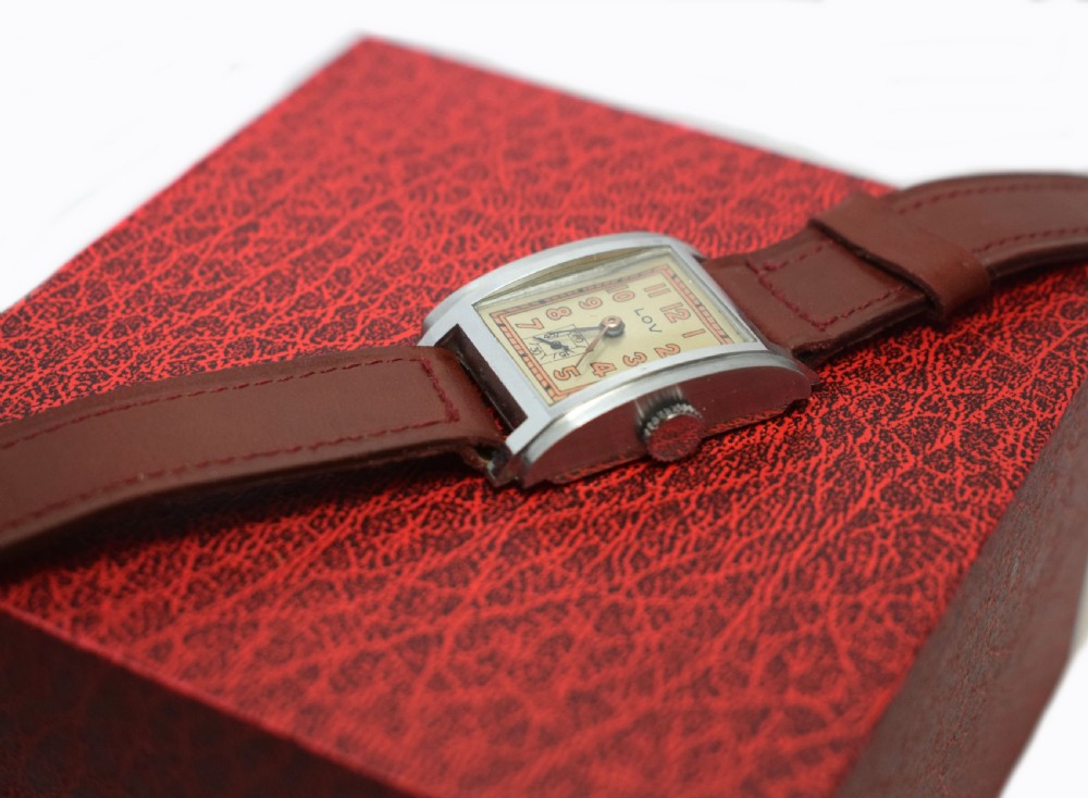 Superb Art Deco Gents Wrist Watch By Lov View XIII