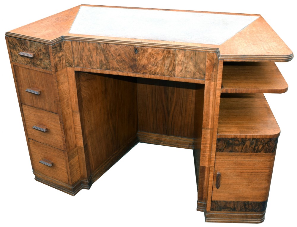 Art Deco Walnut Desk, Circa 1936