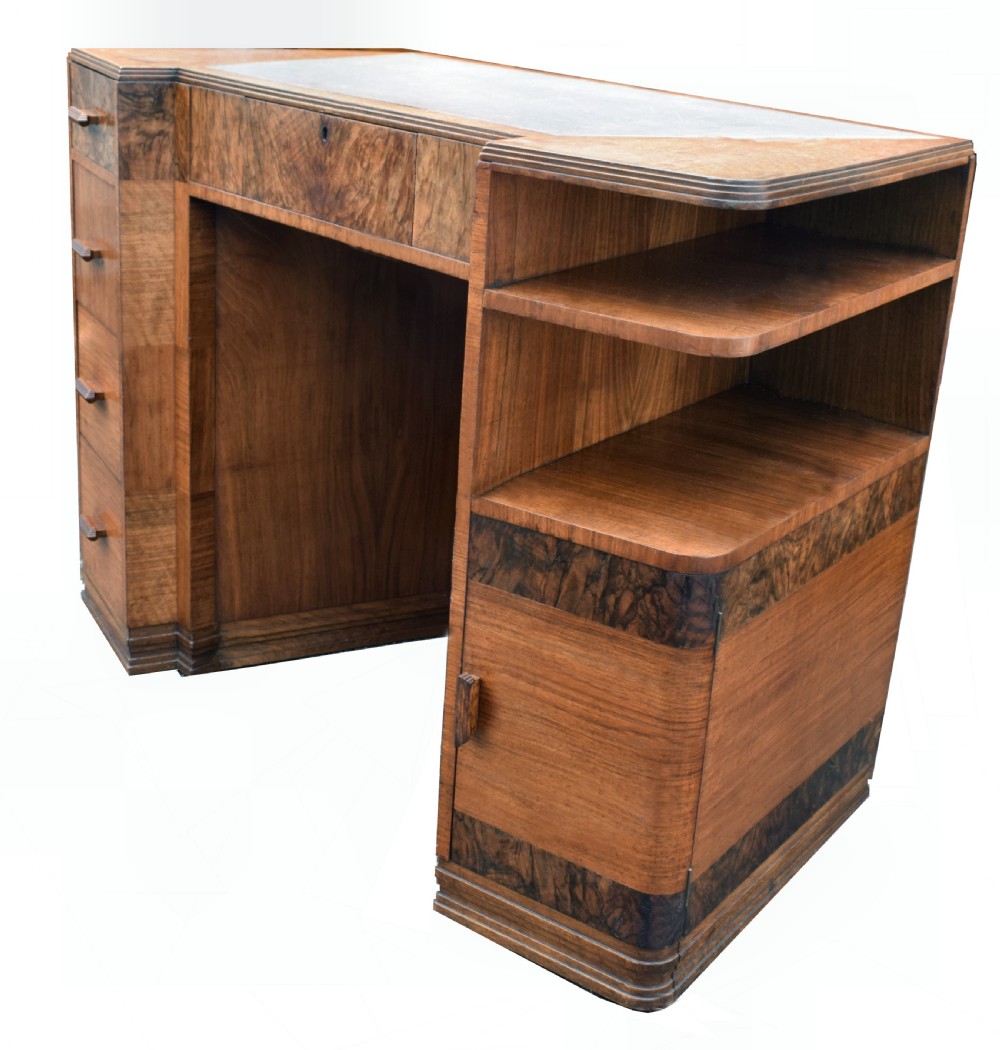 Art Deco Walnut Desk, Circa 1936 View VIII