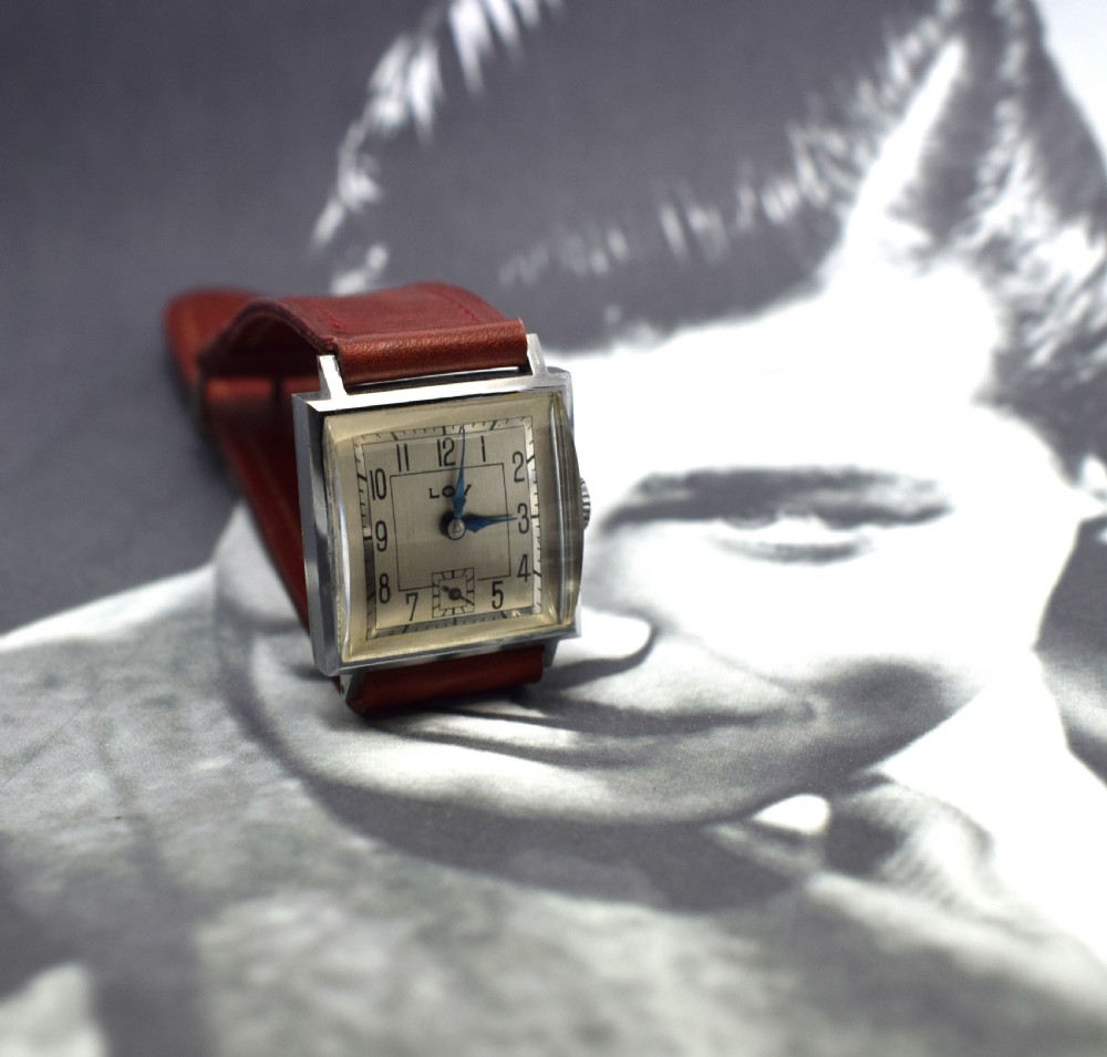 Never Used Art Deco Gents Wrist Watch, 1930's, Lov View III