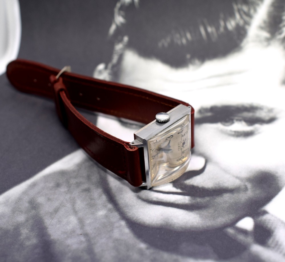 Never Used Art Deco Gents Wrist Watch, 1930's, Lov View IV
