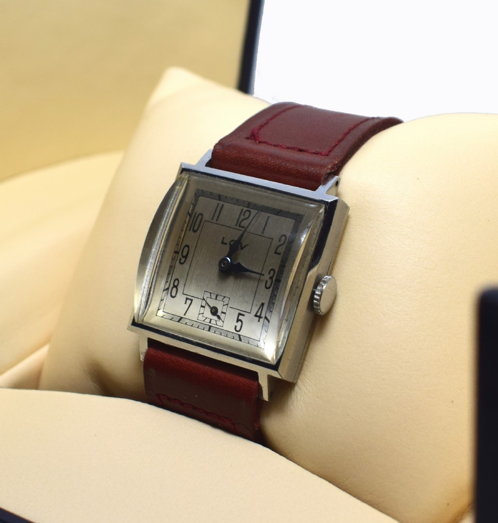 Never Used Art Deco Gents Wrist Watch, 1930's, Lov View X