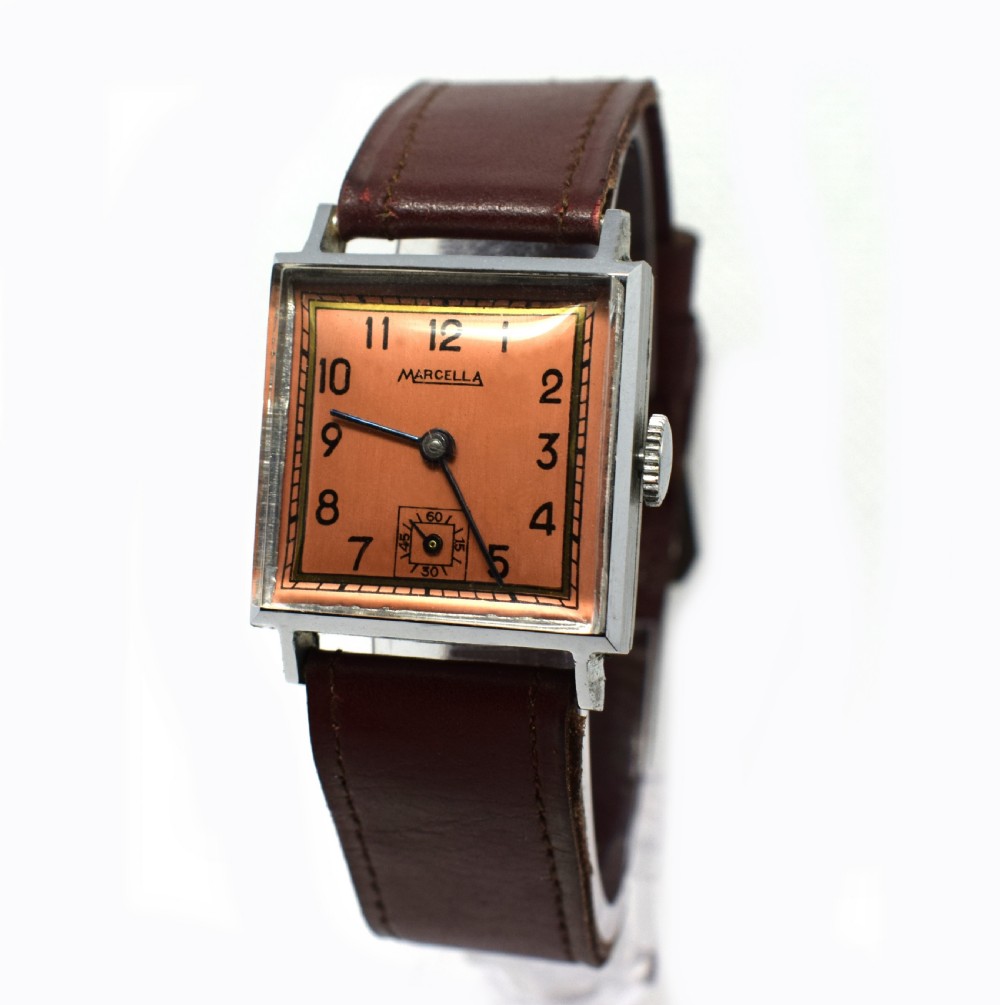 Never Used Art Deco Gents Wrist Watch, 1930's, Marcella