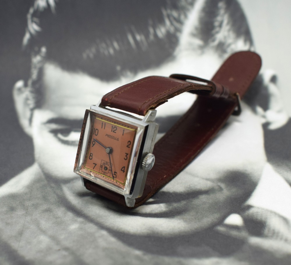 Never Used Art Deco Gents Wrist Watch, 1930's, Marcella View III