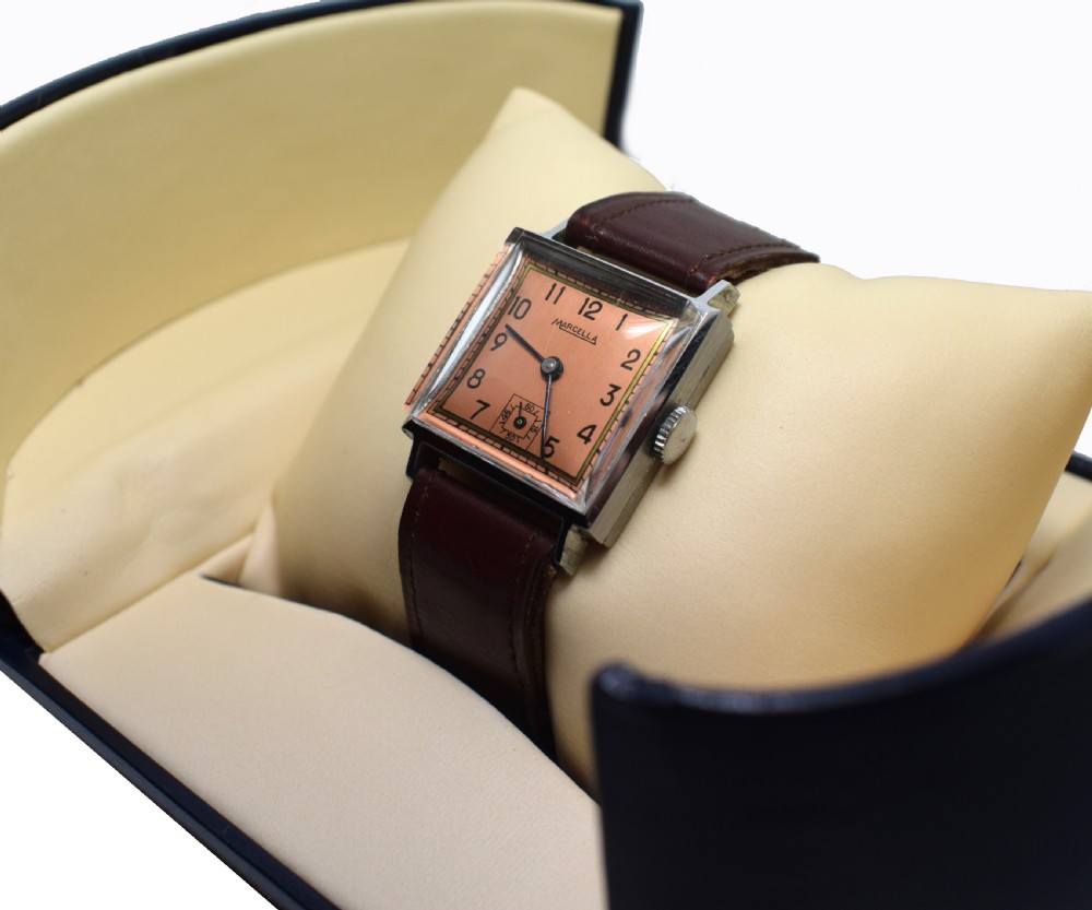 Never Used Art Deco Gents Wrist Watch, 1930's, Marcella View V
