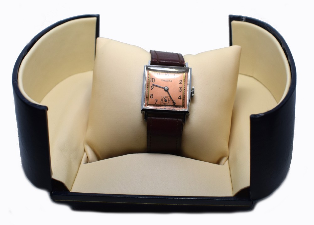 Never Used Art Deco Gents Wrist Watch, 1930's, Marcella View VI