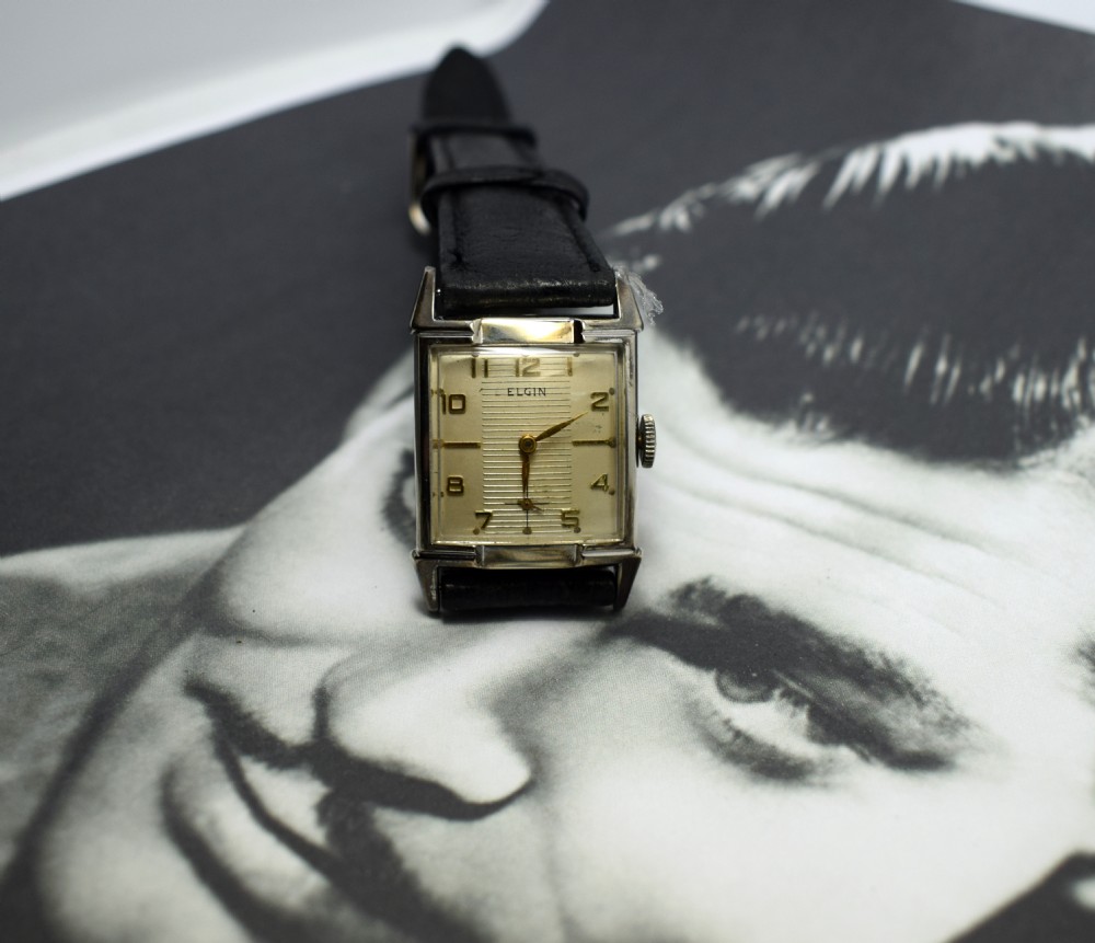 1940's Art Deco Gents Wrist Watch 19 Jewels, Elgin View III