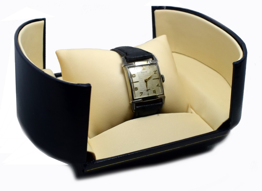 1940's Art Deco Gents Wrist Watch 19 Jewels, Elgin View XI