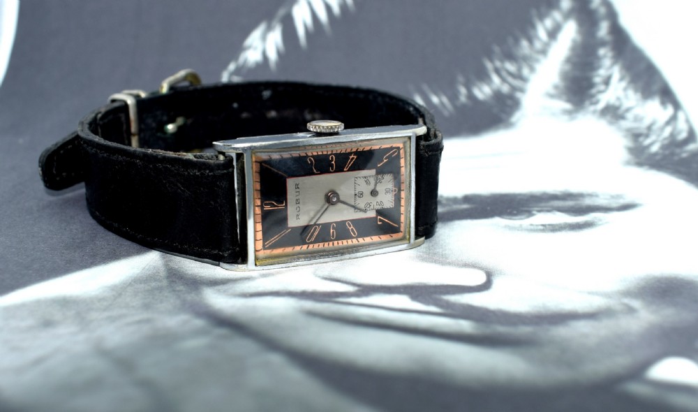 Art Deco Gents Tank Style Watch By Rubur View III
