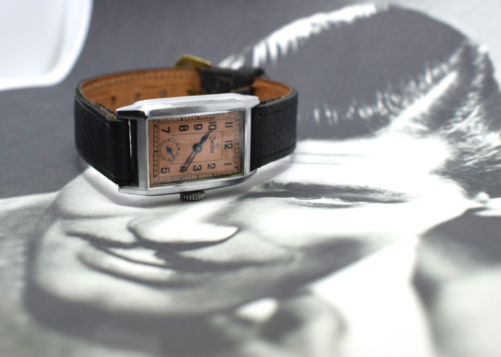 Art Deco Gents Tank Style Wrist Watch, 1930's, Zentra View II