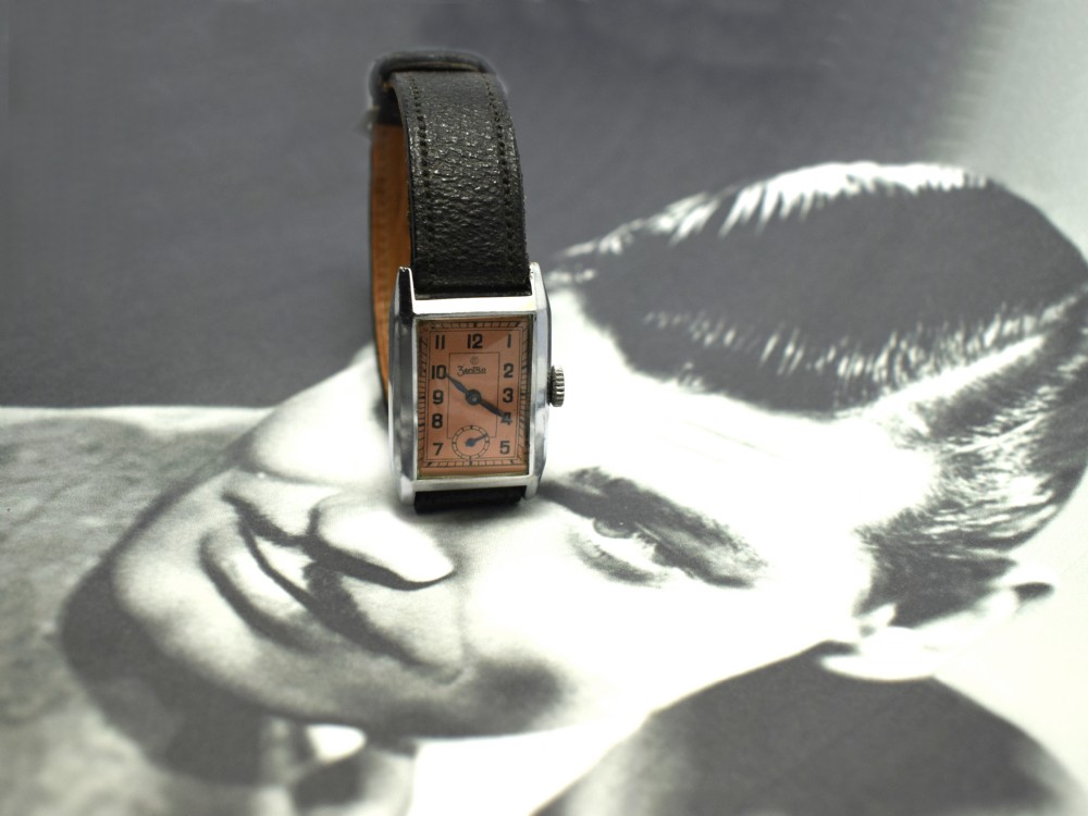 Art Deco Gents Tank Style Wrist Watch, 1930's, Zentra View IV