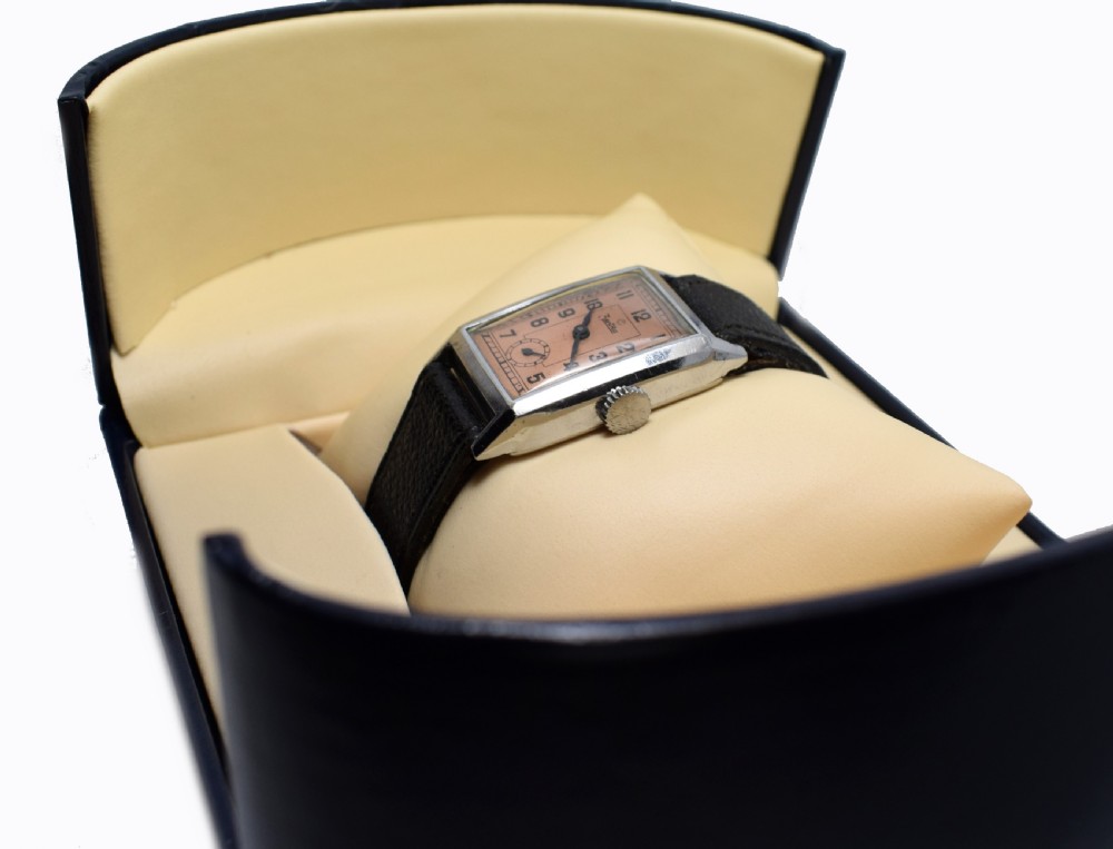 Art Deco Gents Tank Style Wrist Watch, 1930's, Zentra View V