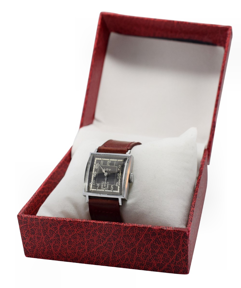 Original Art Deco Gents Wrist Watch by Lov or Never Worn, circa 1930 View XI