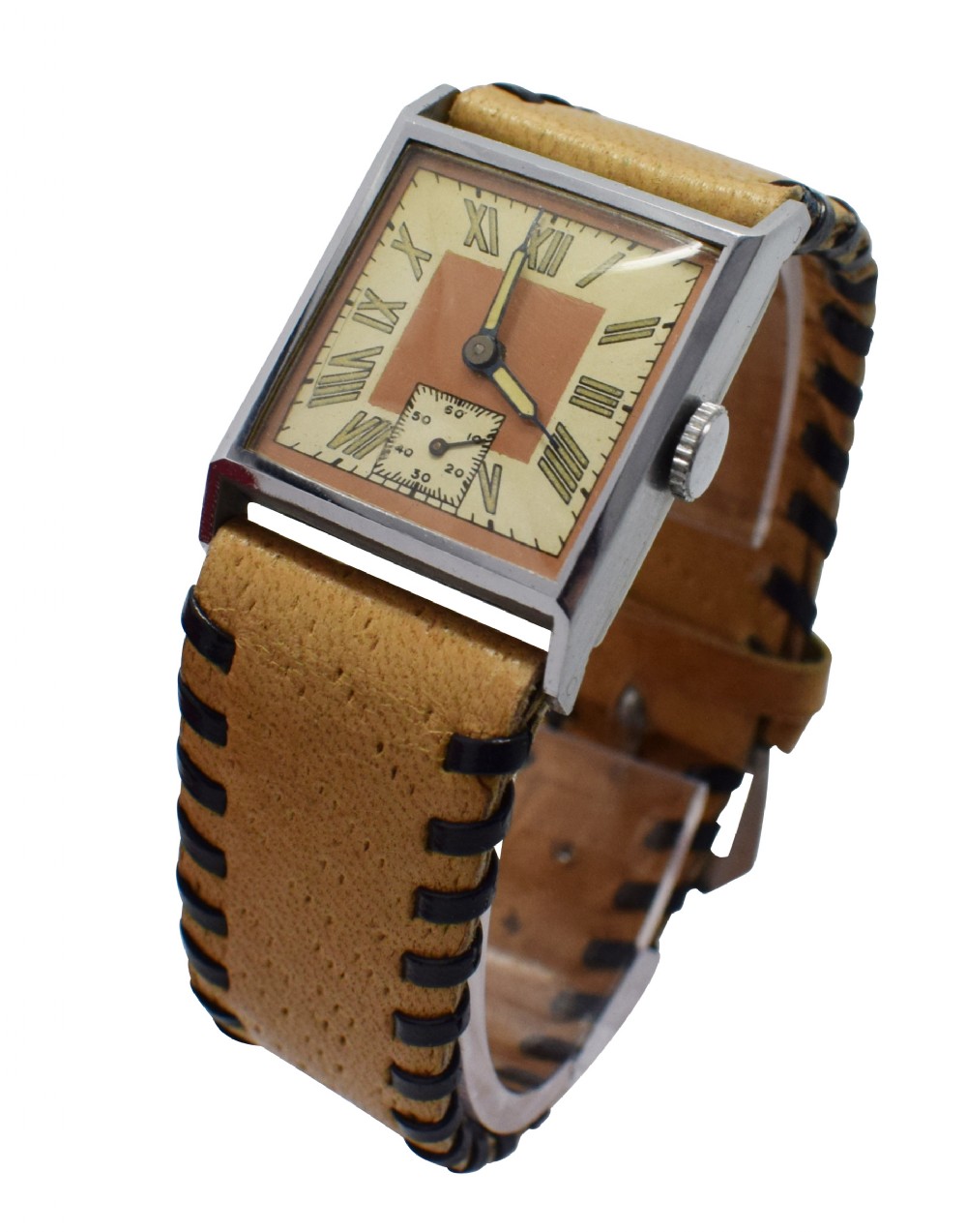 Stylish Art Deco Gents Wrist Watch Old Stock Never Worn, Circa 1930