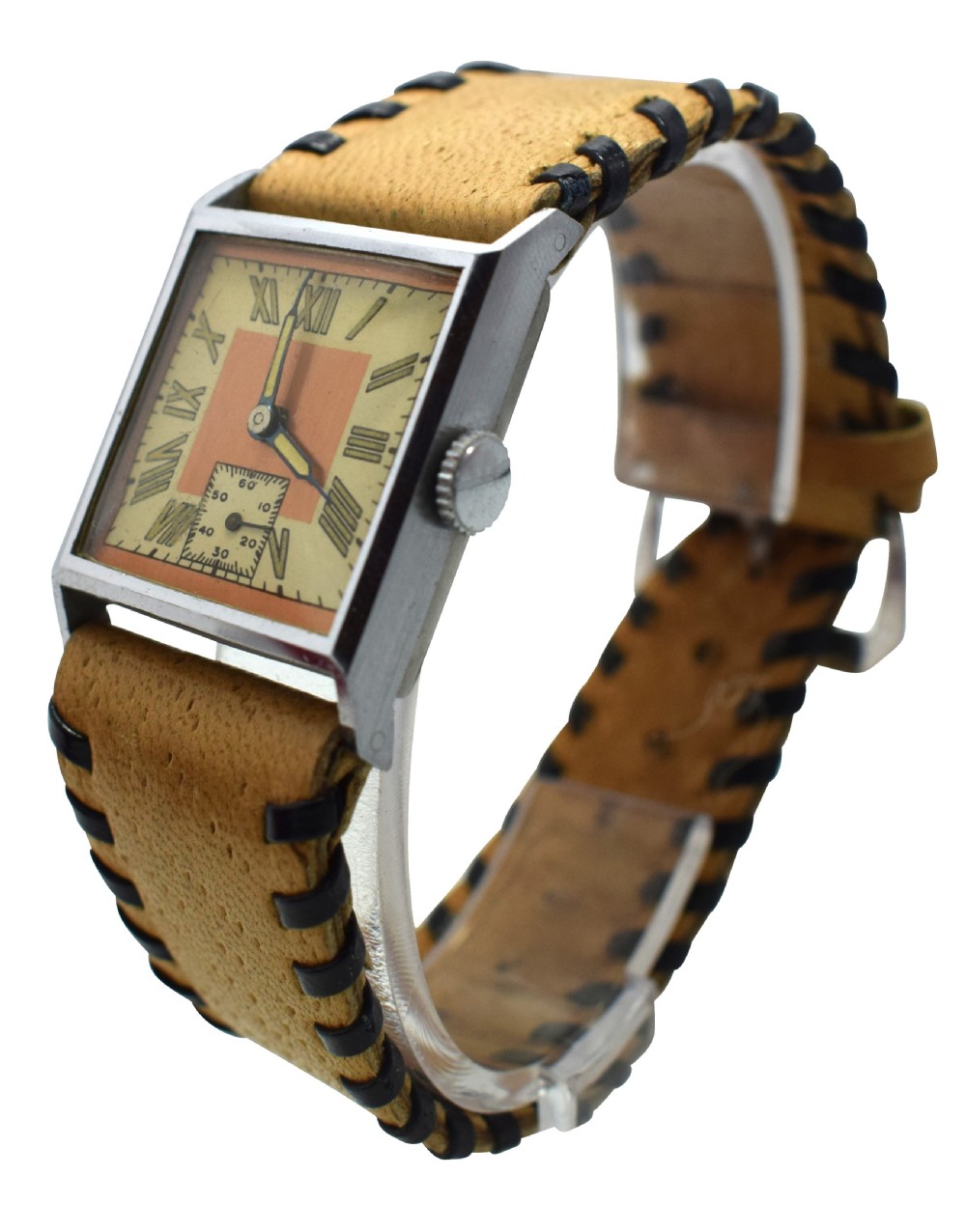 Stylish Art Deco Gents Wrist Watch Old Stock Never Worn, Circa 1930 View X