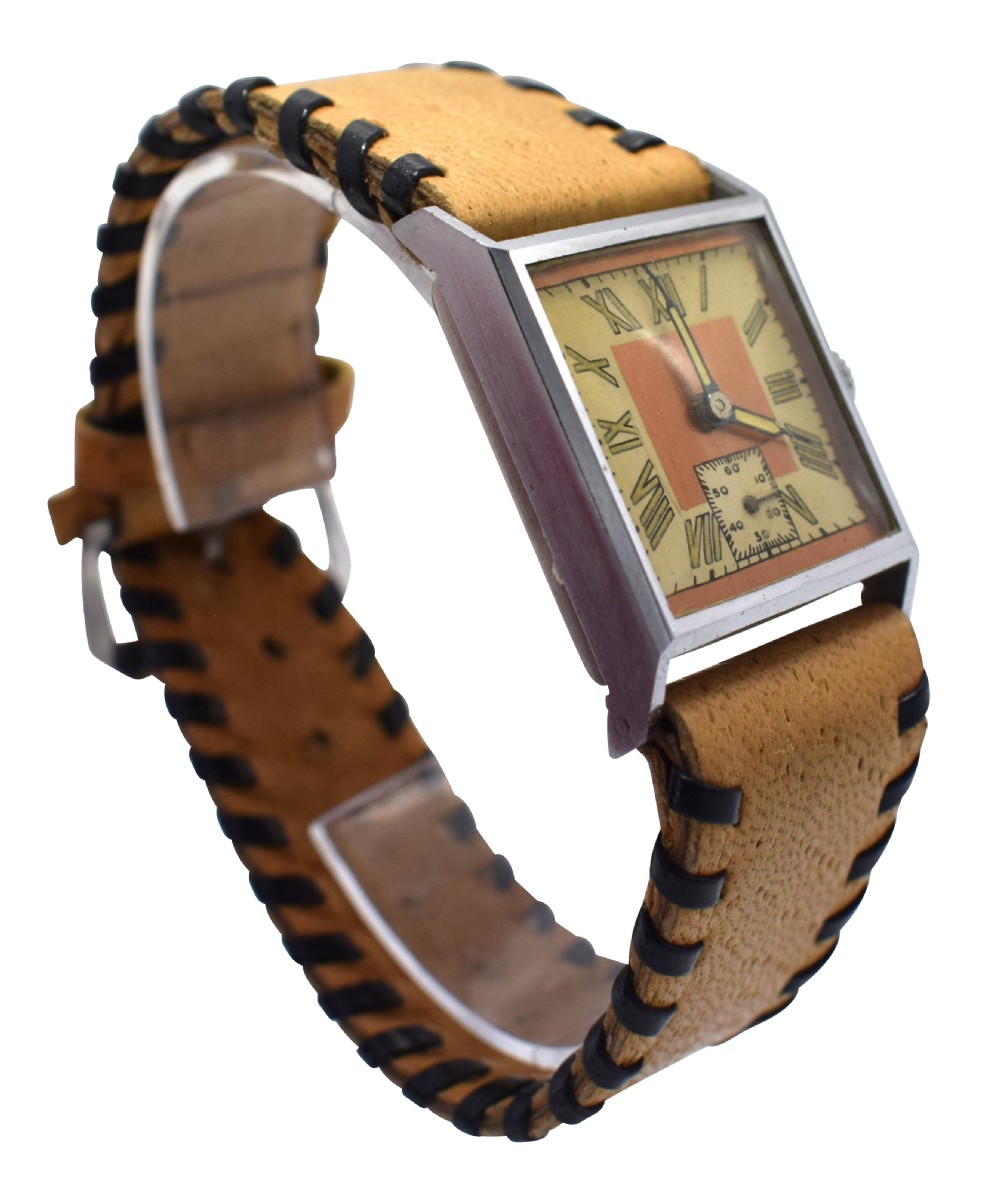 Stylish Art Deco Gents Wrist Watch Old Stock Never Worn, Circa 1930 View XI