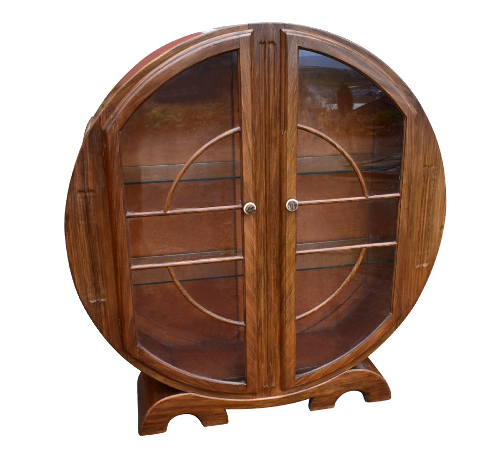 1930's Art Deco Walnut Display Cabinet