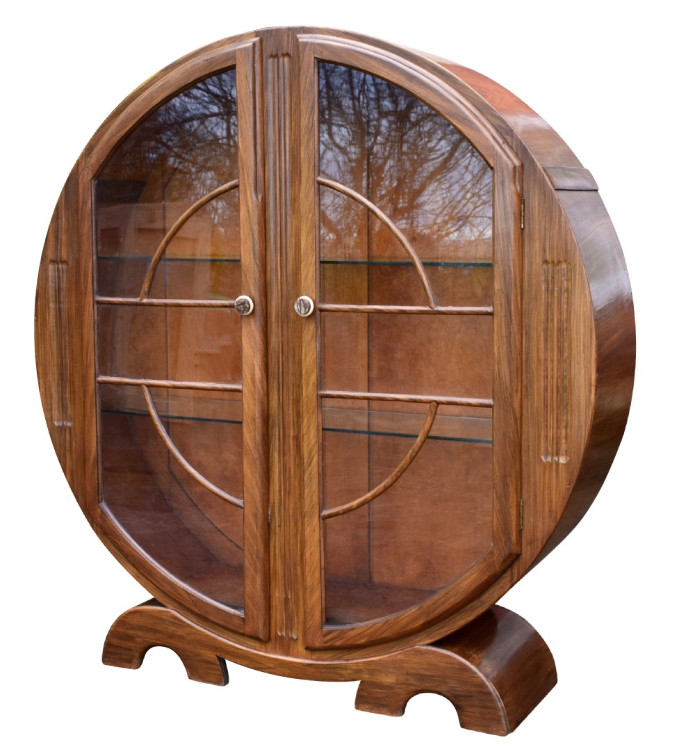 1930's Art Deco Walnut Display Cabinet View V