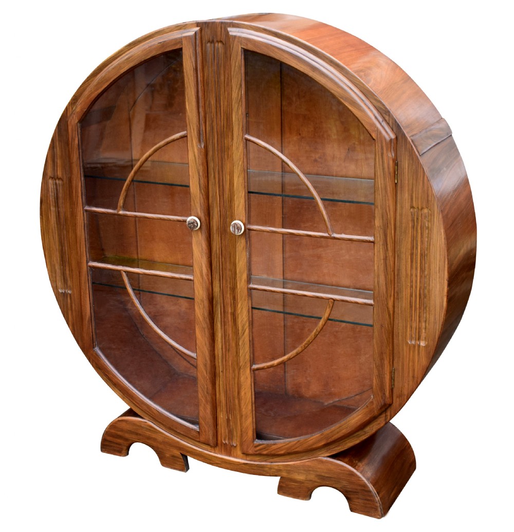 1930's Art Deco Walnut Display Cabinet View VI