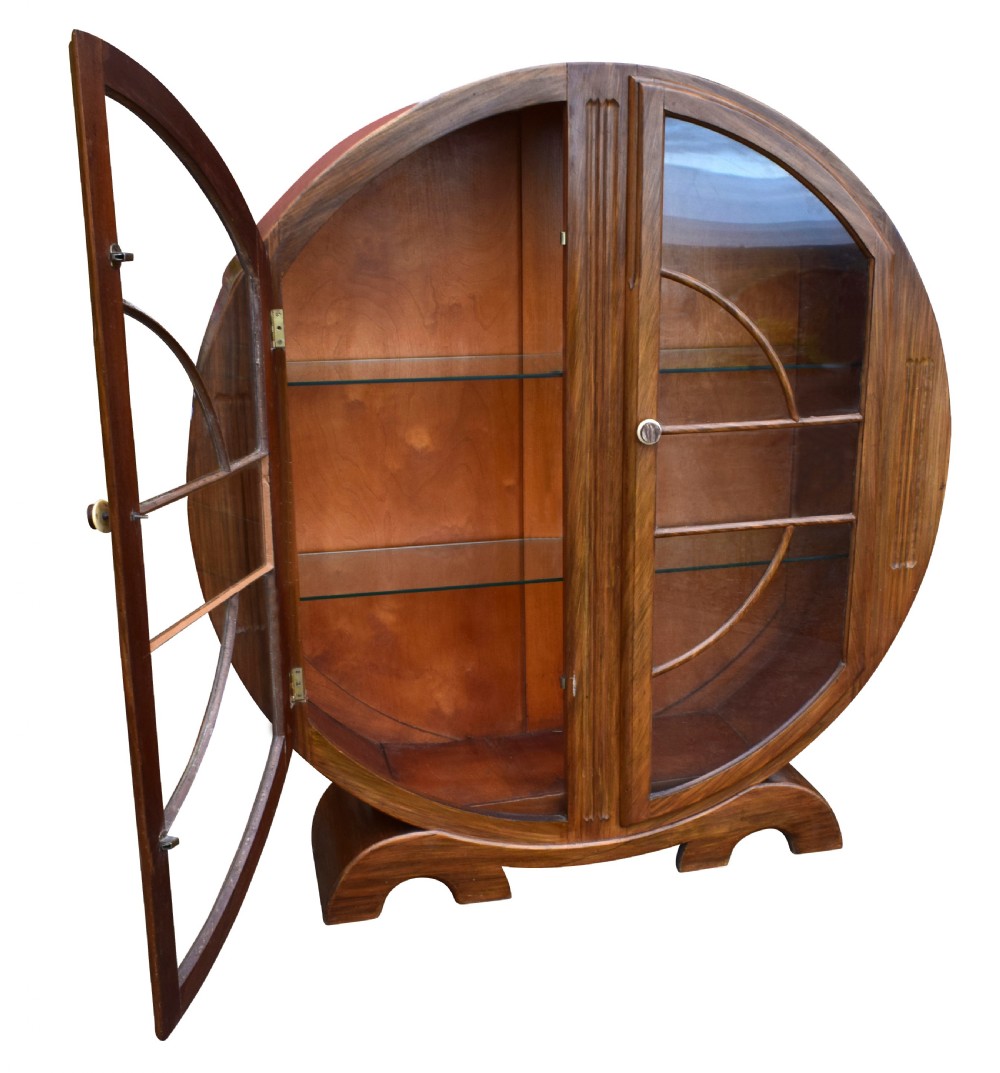1930's Art Deco Walnut Display Cabinet View IX