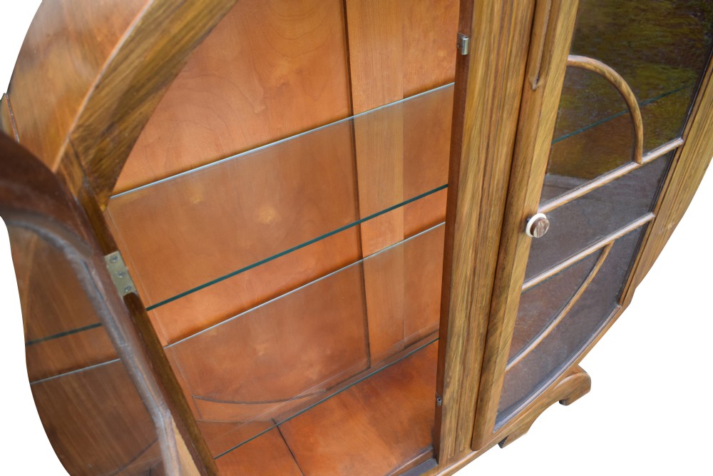 1930's Art Deco Walnut Display Cabinet View X