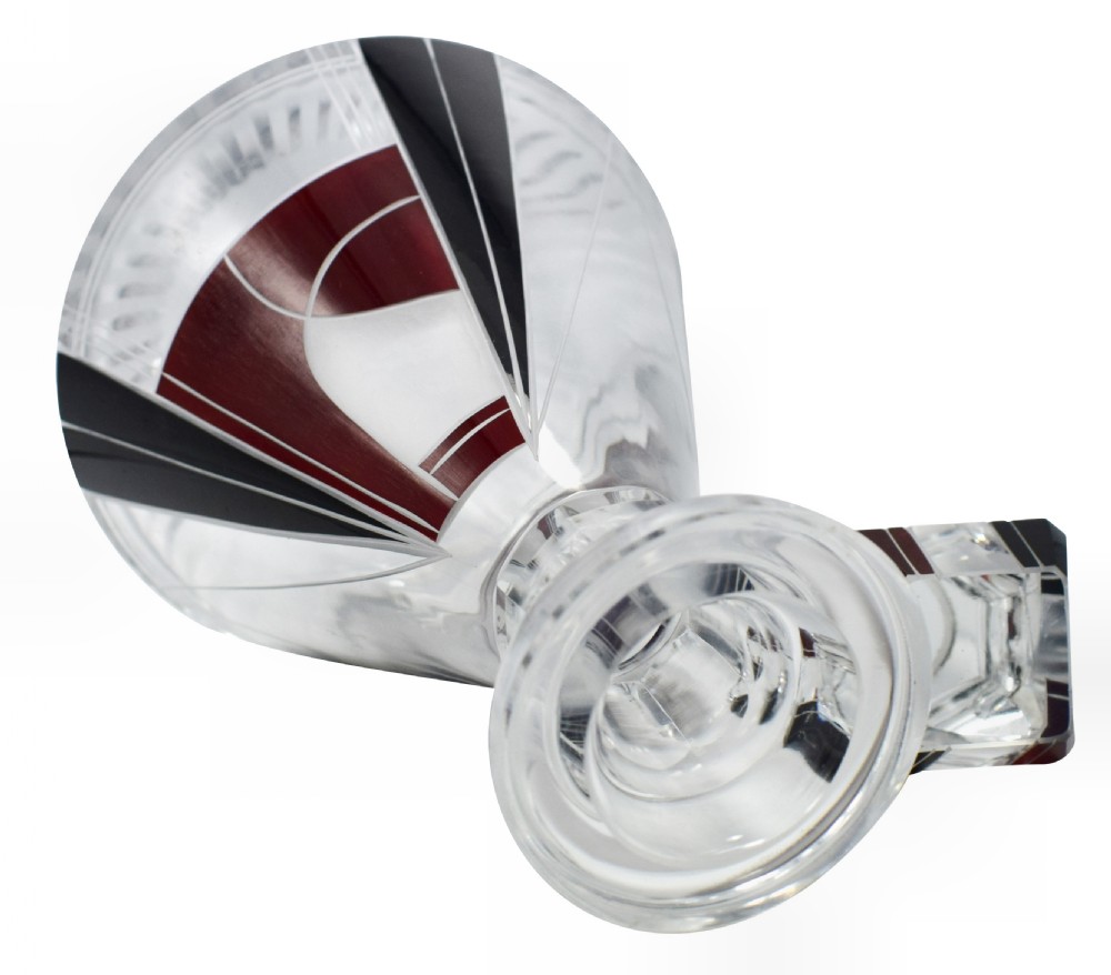 Art Deco 1930's Czech Geometric Glass Decanter Set View VI