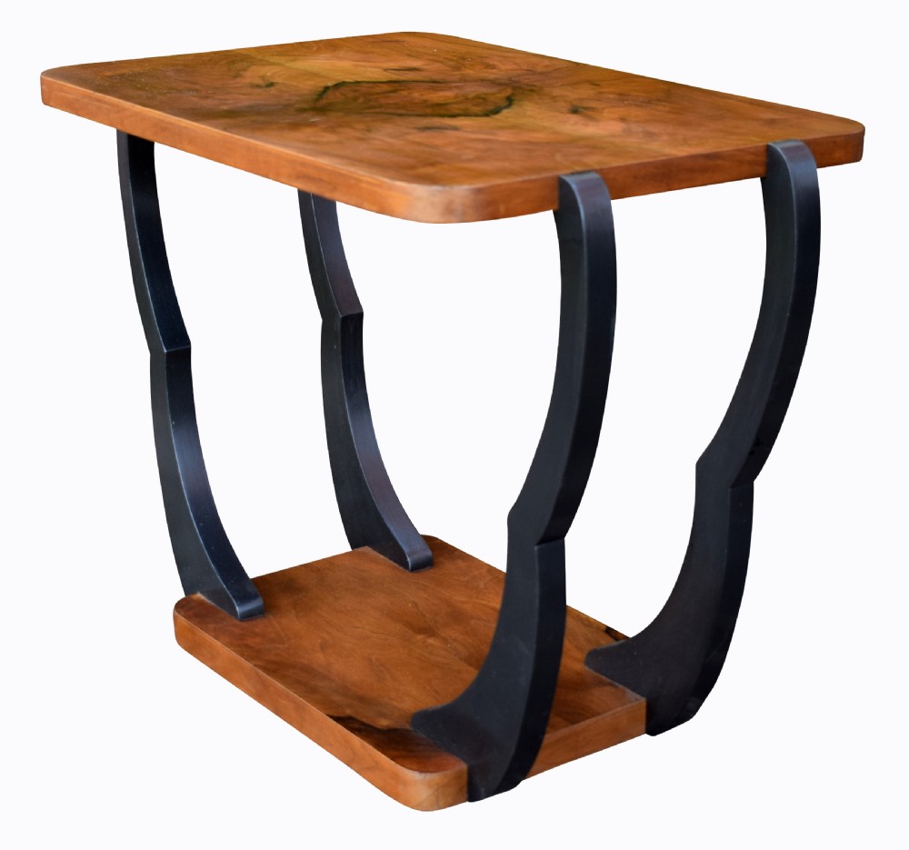 Two Tiered Art Deco English Walnut Coffee Table View VII