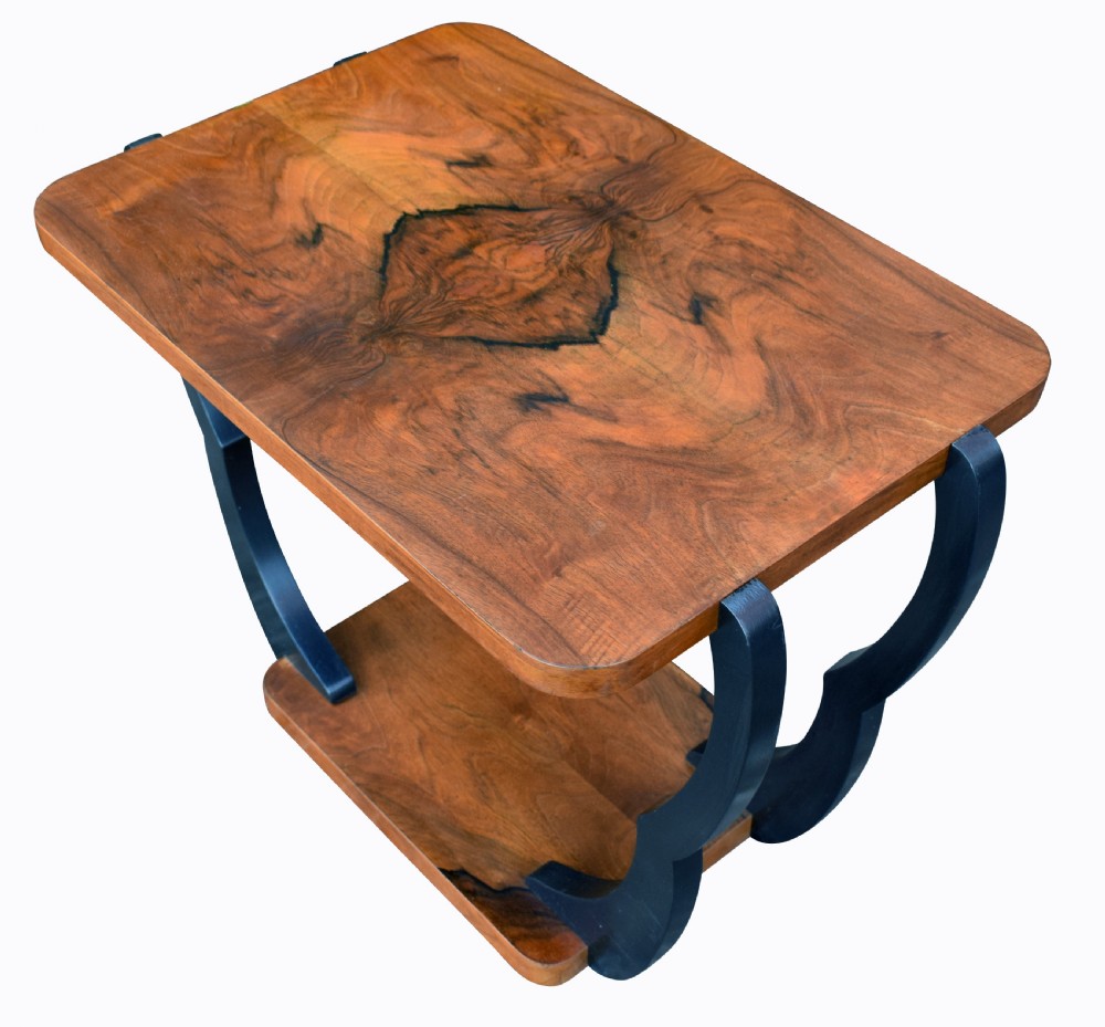 Two Tiered Art Deco English Walnut Coffee Table View VIII
