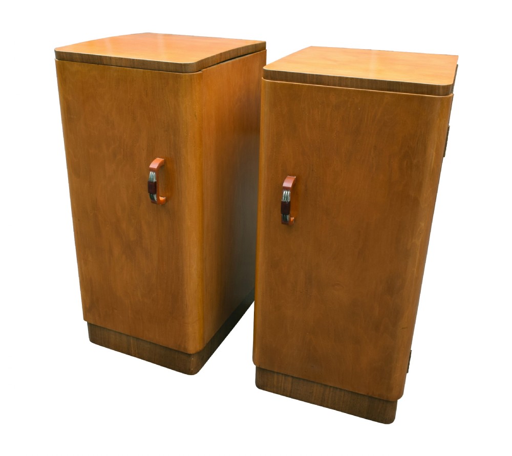Original Pair Of 1930's Art Deco Blonde Bedside Cabinets View III