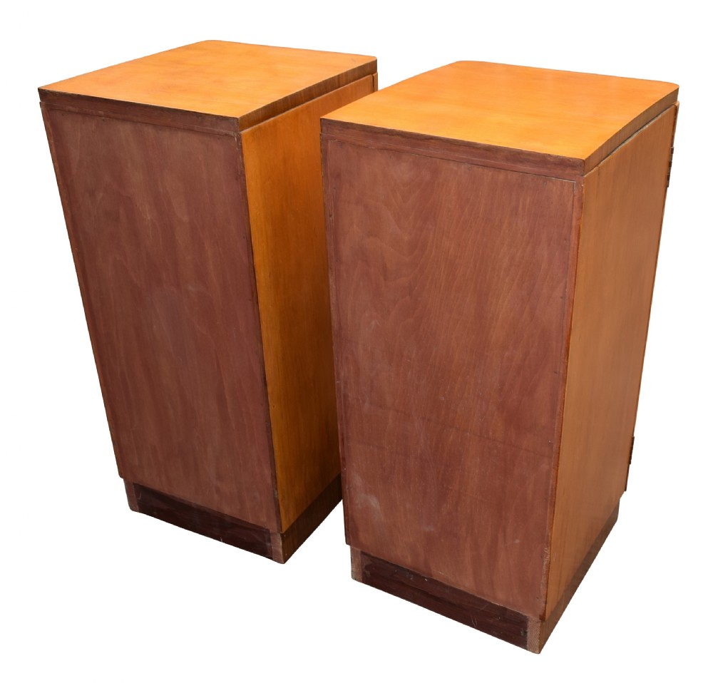 Original Pair Of 1930's Art Deco Blonde Bedside Cabinets View V