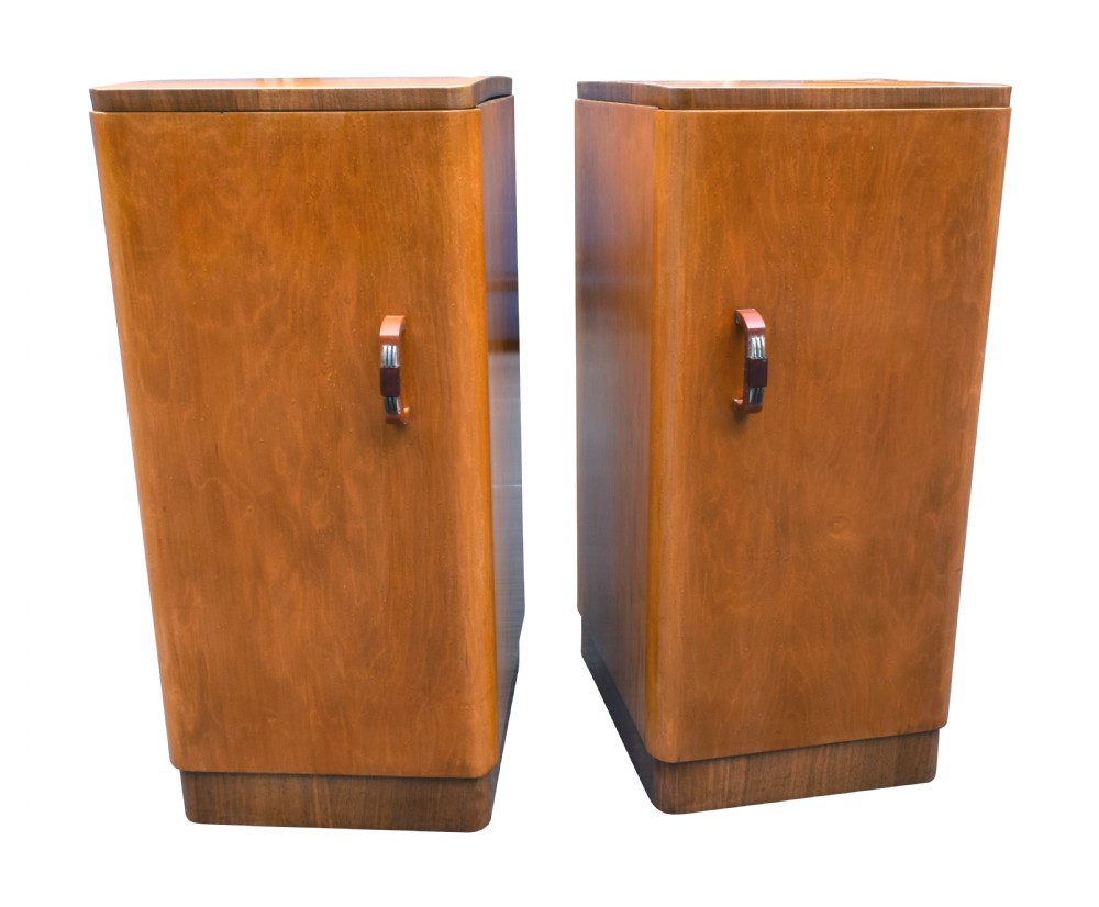 Original Pair Of 1930's Art Deco Blonde Bedside Cabinets View VII