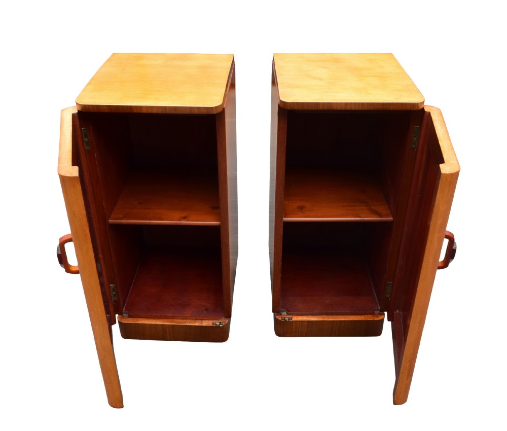 Original Pair Of 1930's Art Deco Blonde Bedside Cabinets View IX