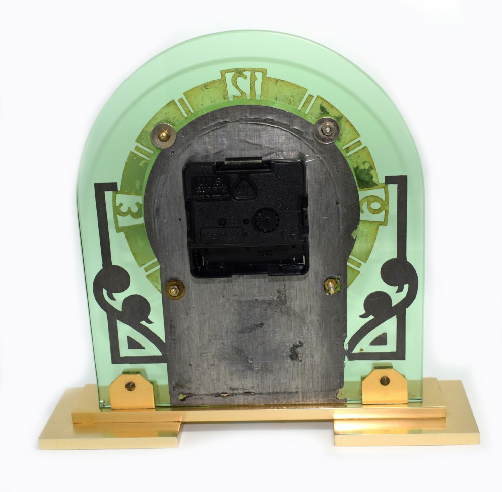 Large Art Deco Green Mirror Mantle Clock View III