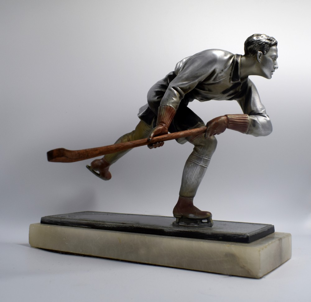 Art Deco Spelter Ice Skater Figure Attributed To Josef Lorenzl, Circa 1930's View III