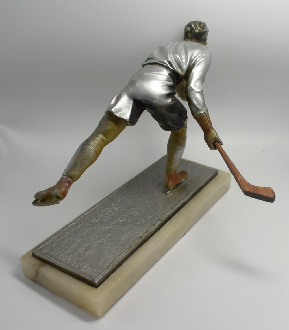 Art Deco Spelter Ice Skater Figure Attributed To Josef Lorenzl, Circa 1930's View VI