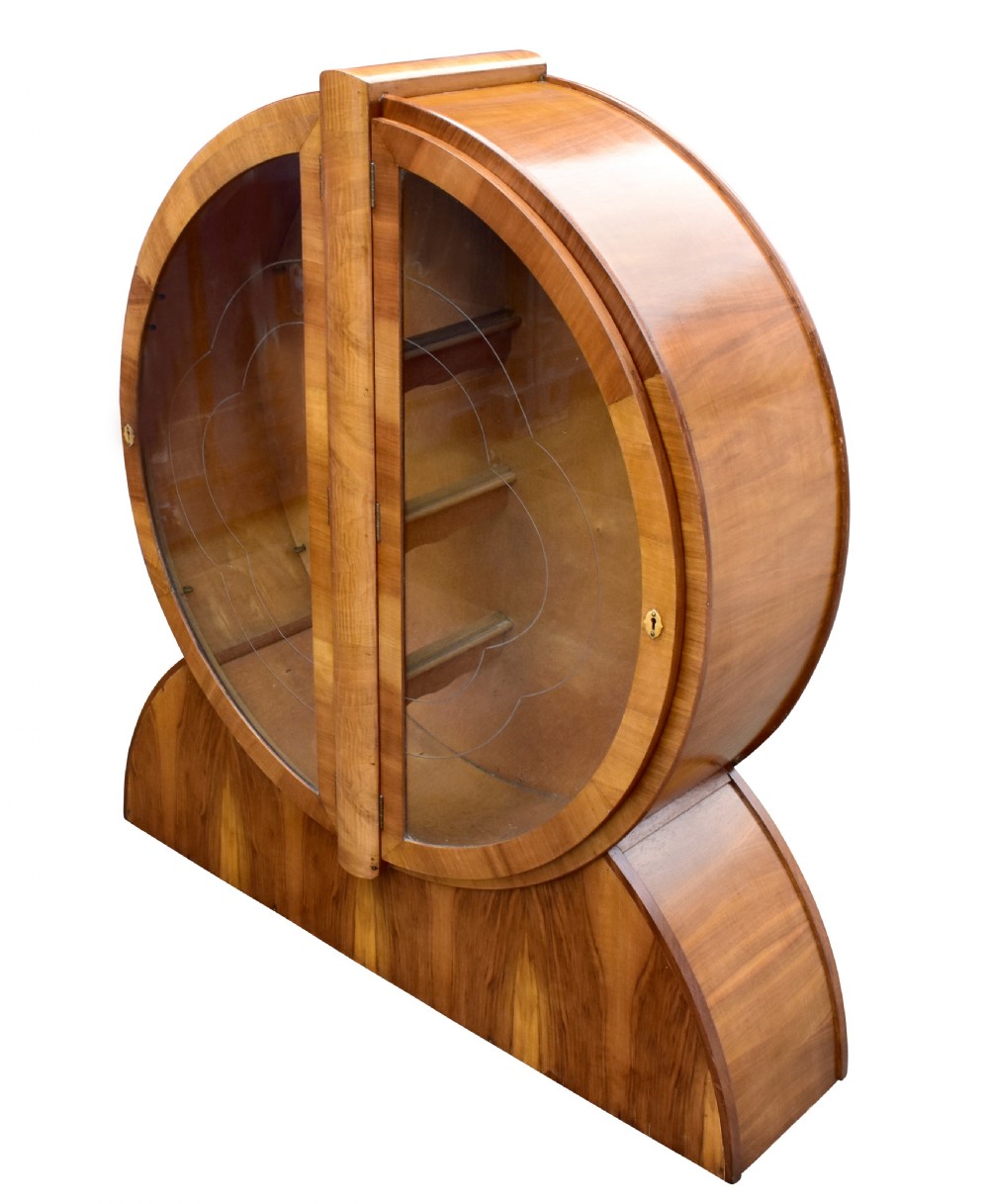 1930's English Art Deco Display Cabinet in Walnut View III