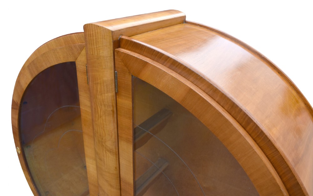 1930's English Art Deco Display Cabinet in Walnut View V