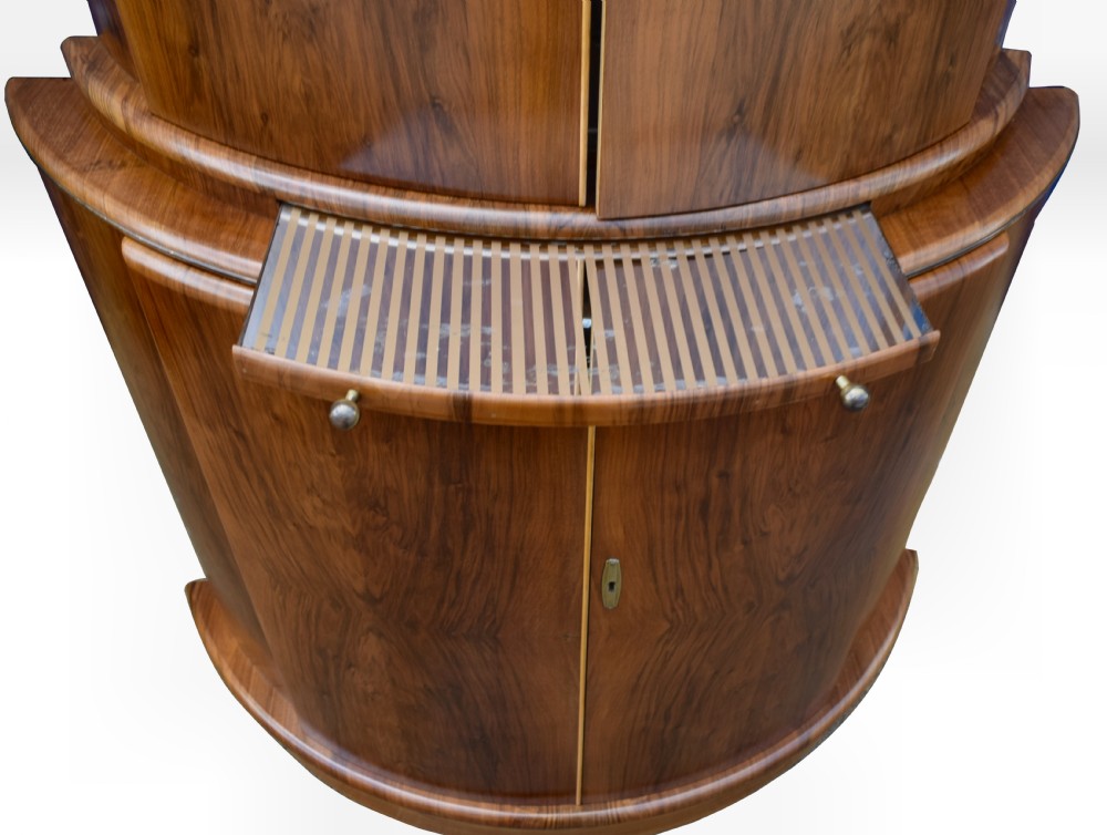 Art Deco 1930's Walnut Cocktail Bar Cabinet View IV
