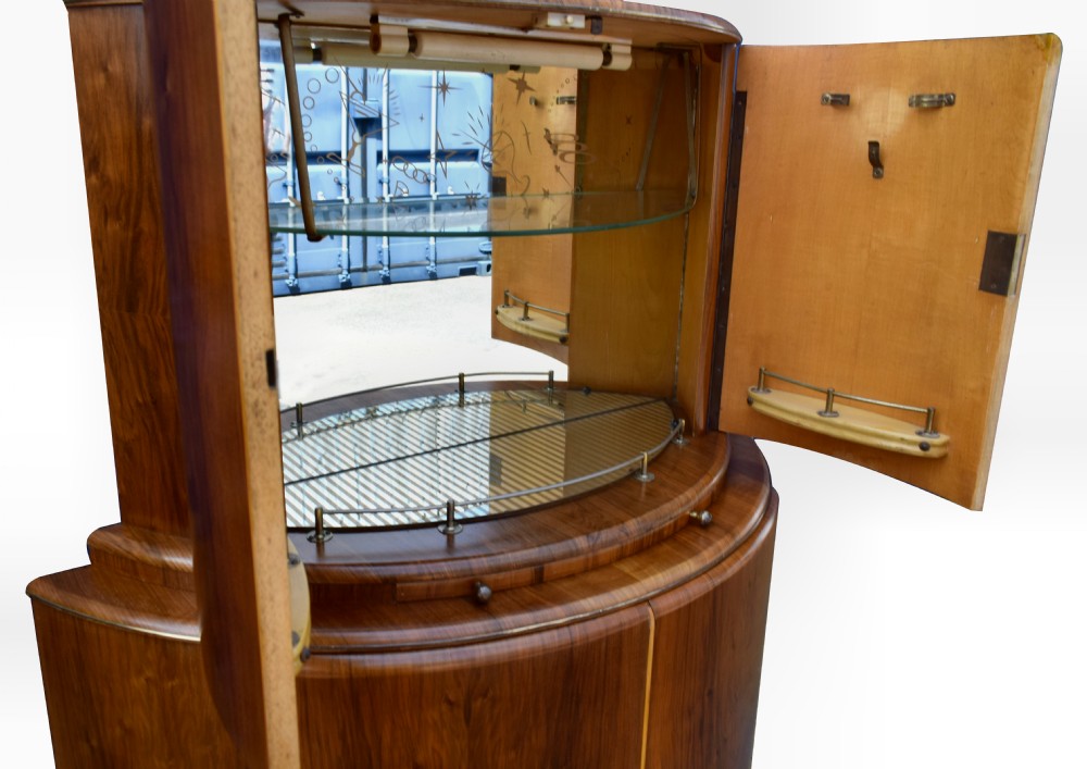 Art Deco 1930's Walnut Cocktail Bar Cabinet View VI