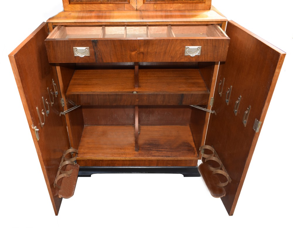 Art Deco 1930's Walnut Fronted Cocktail Drinks Cabinet View IV