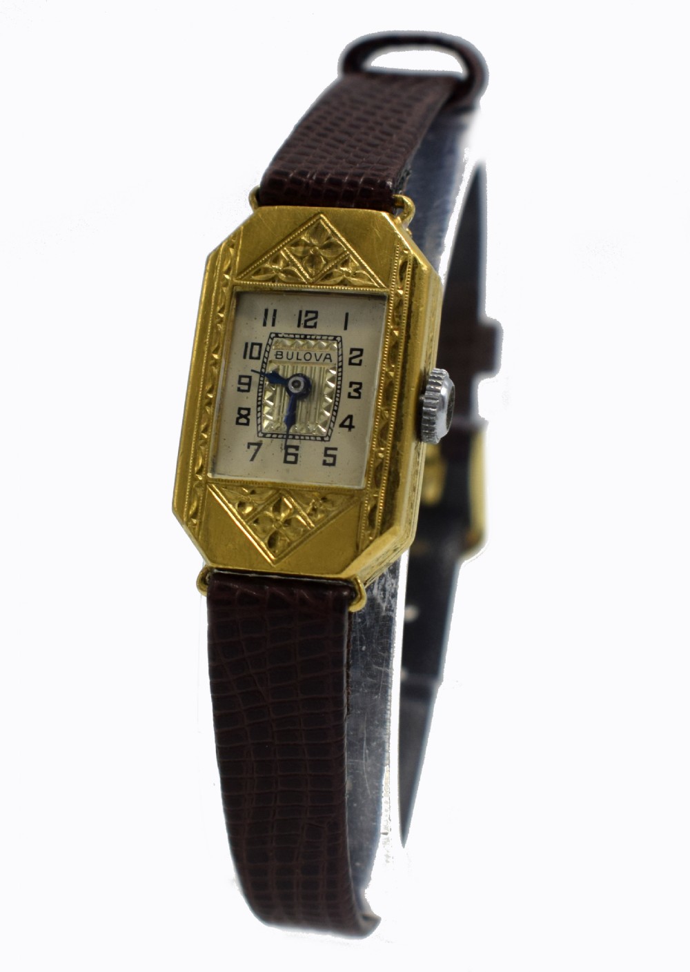 Art Deco Ladies Gold Plated Wrist Watch by Bulova View VI